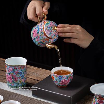 Bộ Ấm Chén Họa Tiêt Bách Hoa Cao Cấp